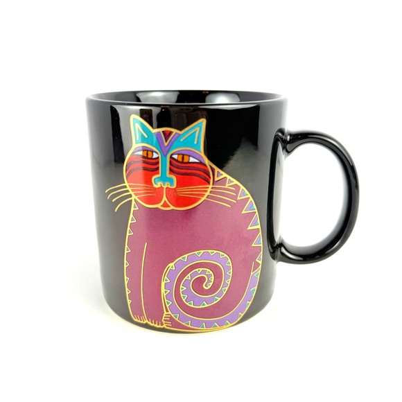 Vintage Laurel Burch Coffee Mug Mythical Cat Japan 3 3/4" x 3 1/2" Hold 16 Oz - Picture 1 of 12